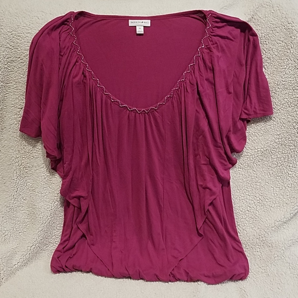 Flutter Top W Bead Detail Euc - image 1